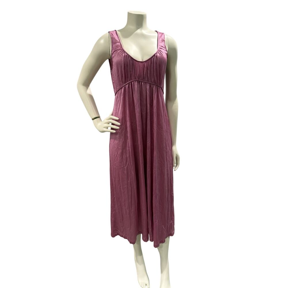 Vintage Dark Pink Kayser Nylon Empire Roman Lingerie Dress Nylon Nightgown Sz S